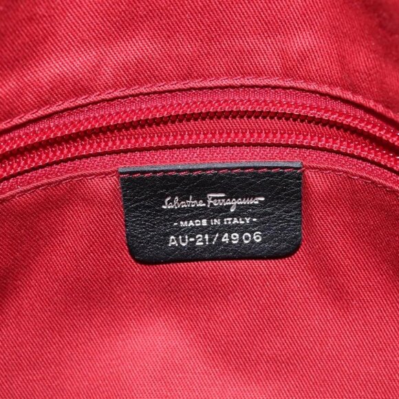 Salvatore Ferragamo Gancini Hand Bag Nylon Black Silver - Picture 15 of 16